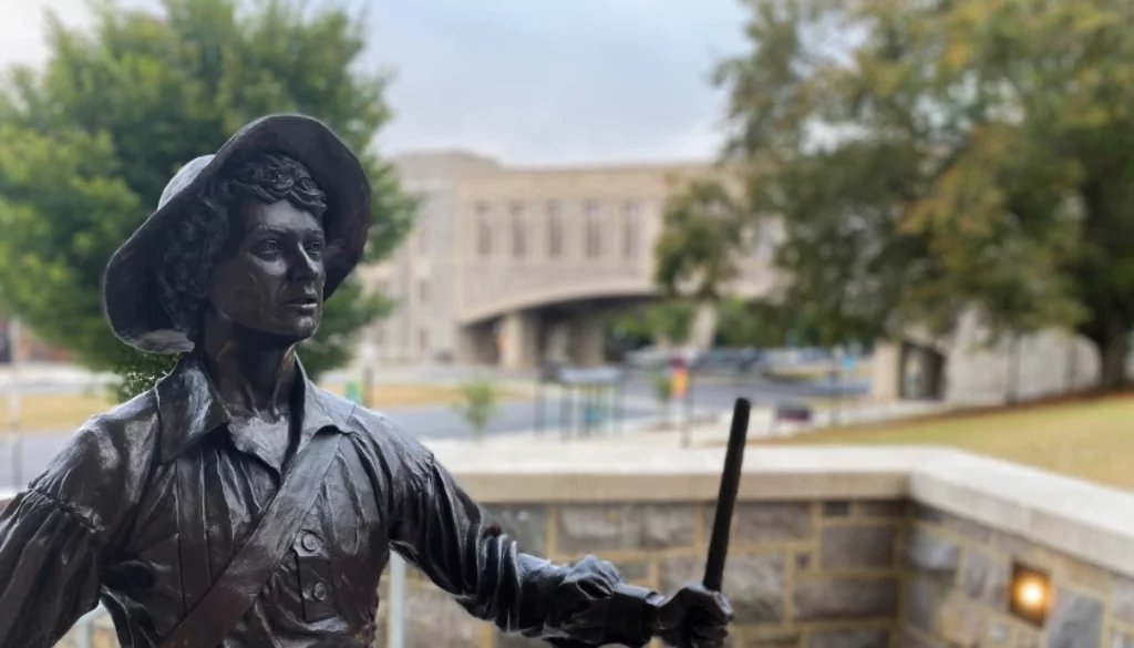 Statue of Addison Caldwell at Virginia Tech, commemorating the university's first student